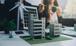 Miniature model of a sustainable residential complex